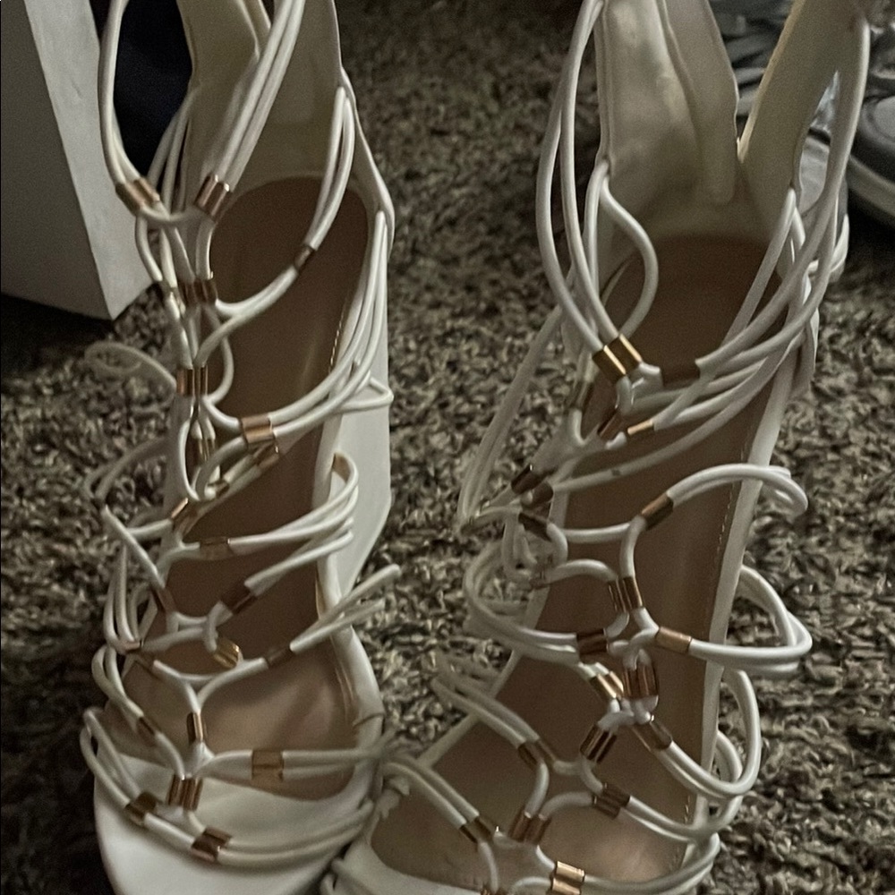 Elegant White Strappy Heels